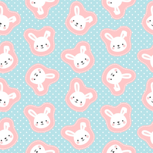 ilustrações, clipart, desenhos animados e ícones de coelho sem costura de fundo, ilustração vetorial de coelho - easter rabbit baby rabbit mascot