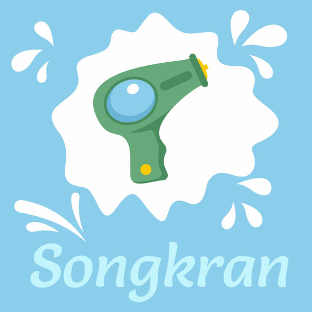 Songkran festival background, flat style Songkran festival background. Flat illustration of songkran festival vector background for web design abstract asia backgrounds bangkok stock illustrations