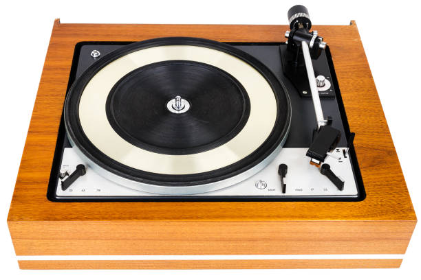 istock Vintage turntable vinyl record player isolated on white 1019463962