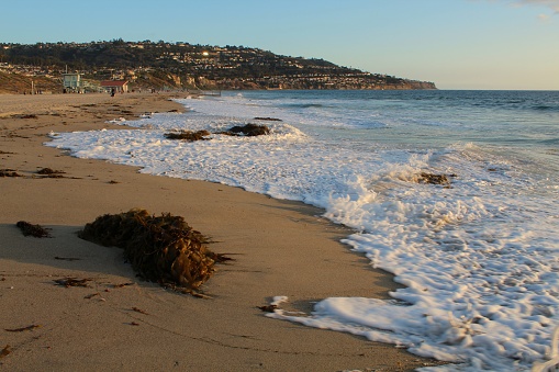 The scenic shoreline of Torrance Beach, with the Palos Verdes peninsula in the background.
