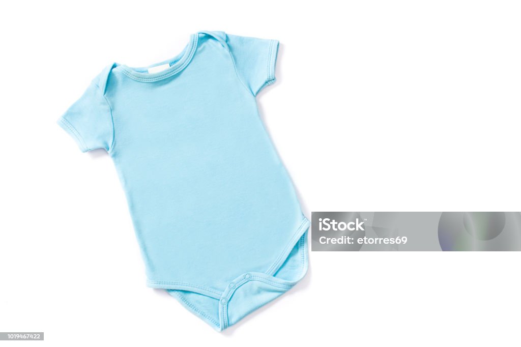 Blue baby romper Blue baby romper mockup isolated on white background Clothing Stock Photo