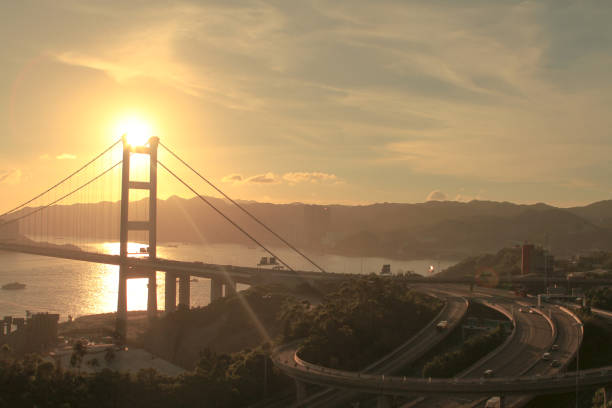 istock a beautiful Tsing Ma Bridge at sunset in Hong Kong 1019467952