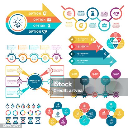 istock Business diagrams with steps and infographic. 1019473972