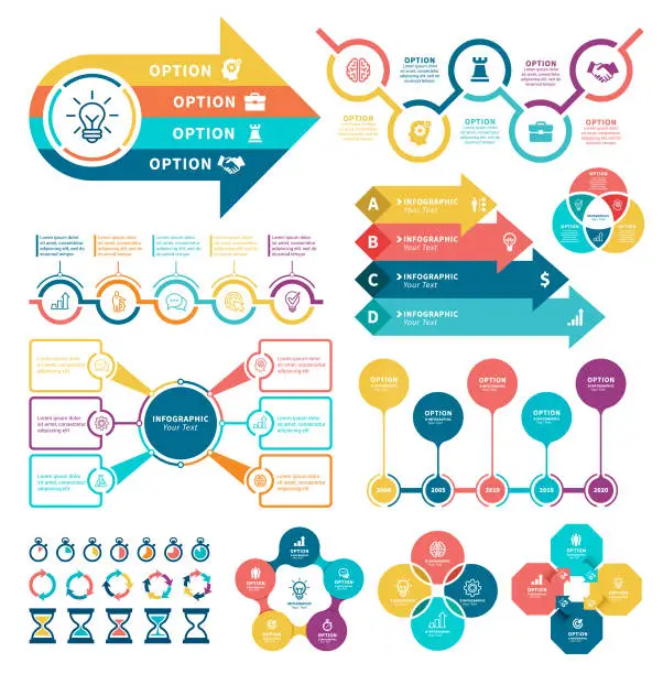 Vector illustration of Business diagrams with steps and infographic.