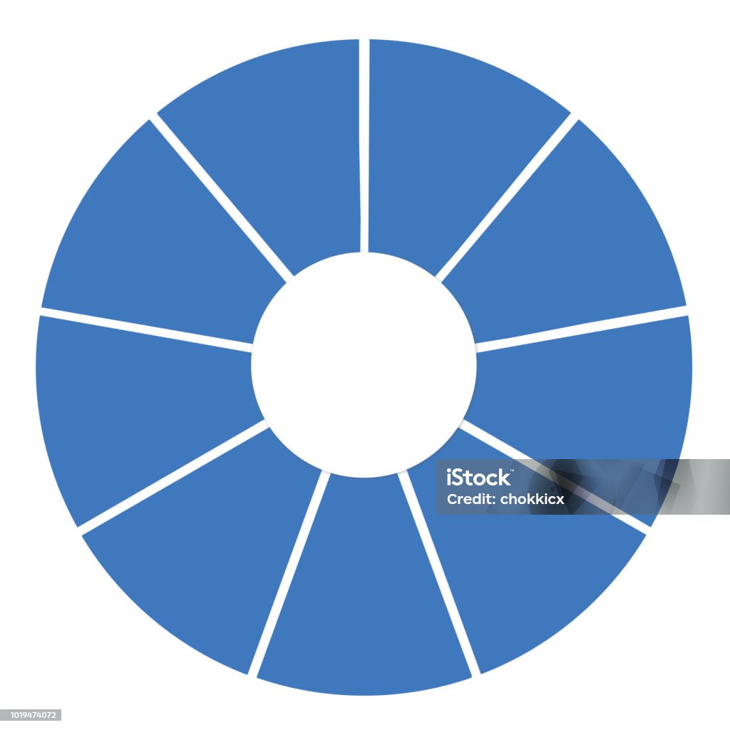 9 Sections Pie Chart pie chart vector illustration Number 9 stock vector