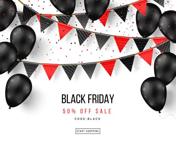 Vector illustration of Black Friday balloons and garlands