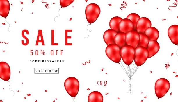 Vector illustration of Sale Banner with Red Balloons