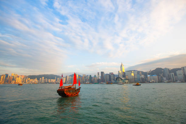 istock Classic sailboat in Hong Kong harbor 1019480512