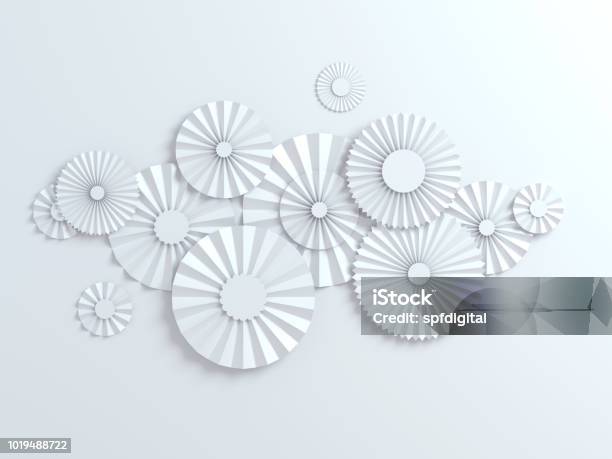 3d Rendering Paper Flowers White Color Palette Botanical Background  Isolated Clip Art Bouquet Floral Borderncreative Minimal Autumn Flat Lay  Stock Photo - Download Image Now - iStock