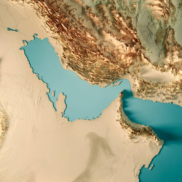 istock Persian Gulf 3D Render Topographic Map Color 1019489726