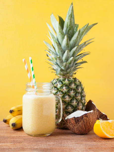 istock Fresh exotic smoothie with fruits and coconut milk. 1019500088