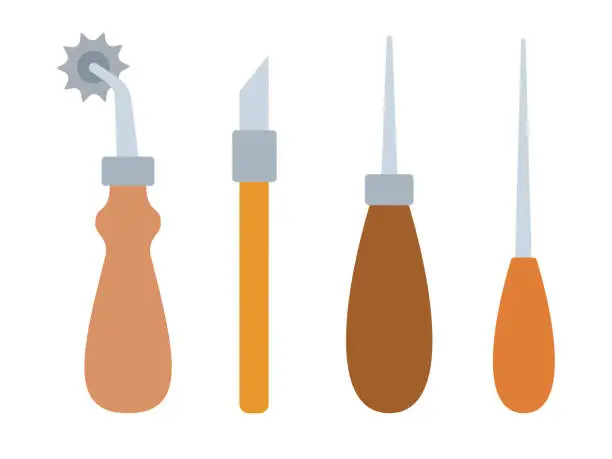 Vector illustration of Tools for working with skin flat isolated