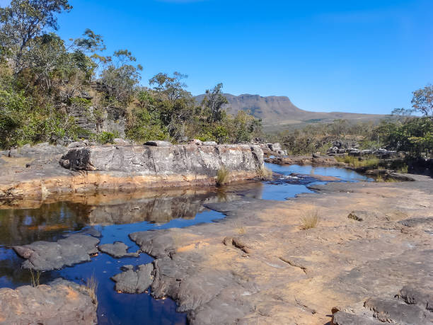 Stream over the mountain in a sunny day