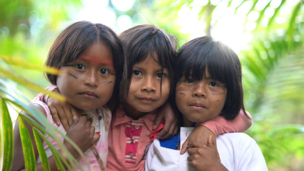 Three Cute Children Girls Embracing