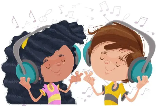 Vector illustration of The Children and music