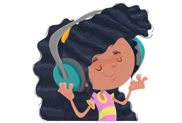 Vector illustration of The girl and the music
