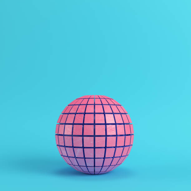 istock Abstract segmented pink sphere on bright blue background in pastel colors 1019510276