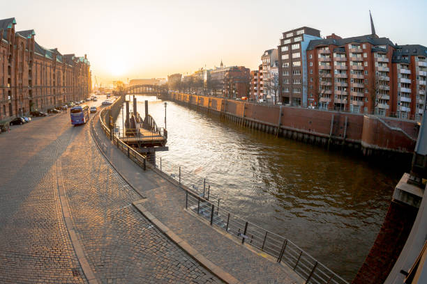 istock Sunset over Canal in Hamburg 1019514016