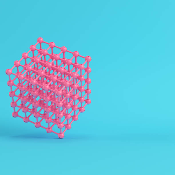 istock Abstract pink spheres in wire box on bright blue background in pastel colors 1019528190