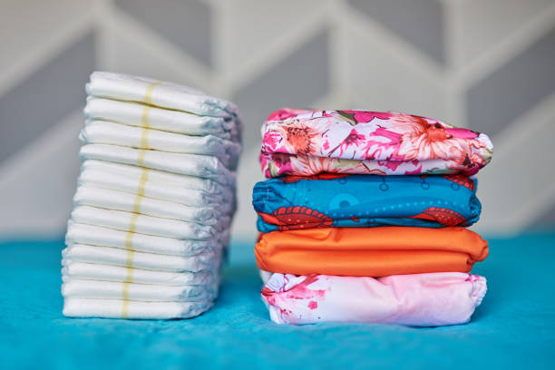 istock Two piles of diapers 1019535088