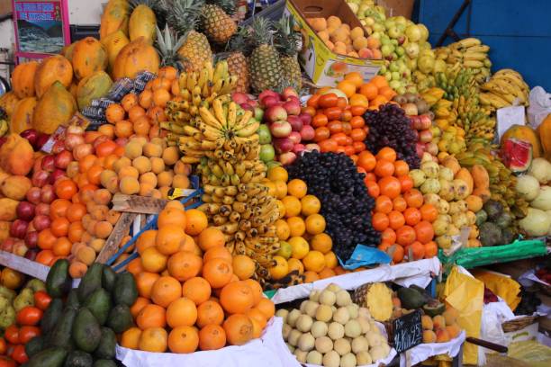 istock Fresh fruit stands on a local market in Lima, Peru 1019548020