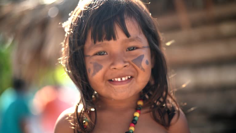 Indigenous Brazilian Child, Portrait from Tupi Guarani Ethnicity