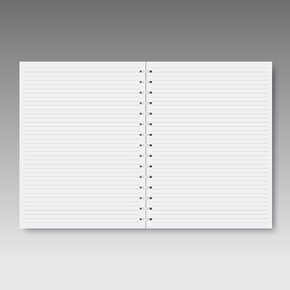 Realistic Spiral Horizontal Lined Notebook Vector Stock Illustration ...