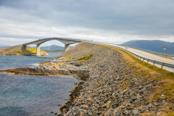 istock Bridge Atlanterhavsvegen with an amazing view over the norwegian mountains, Atlantic road, Norway 1019575708