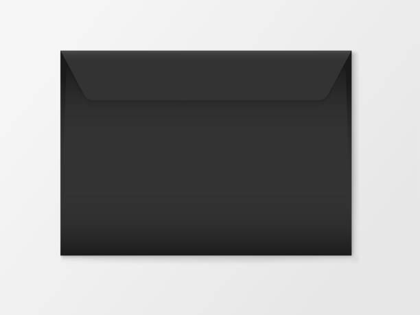 istock Vector mockup of Black c6 paper envelope isolated on white background. Dark horizontal postage closed cover template. 3d illustration for your corporate identity design 1019594026