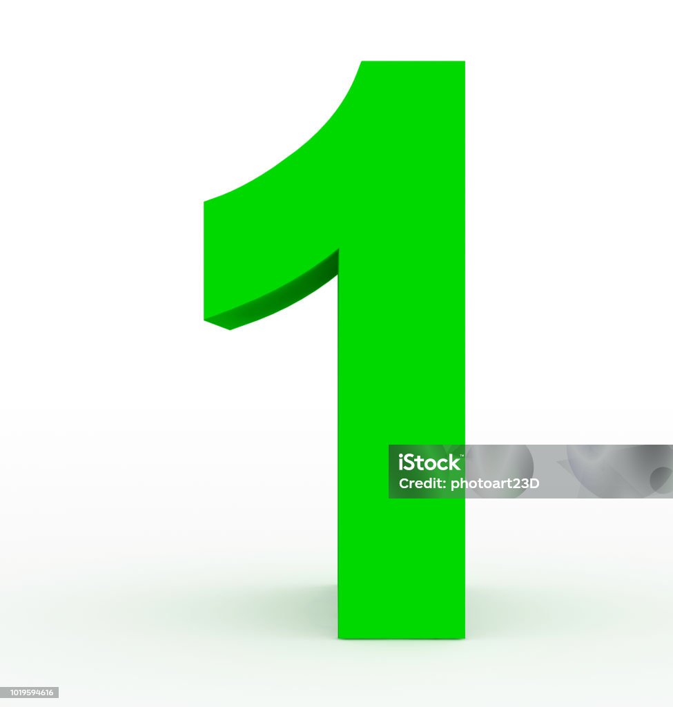 Number 1 3d Clean Green Isolated On White Stock Photo - Download Image