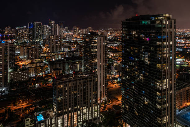 istock Edgewater Miami Skyline Aerial View at Night 1019620268