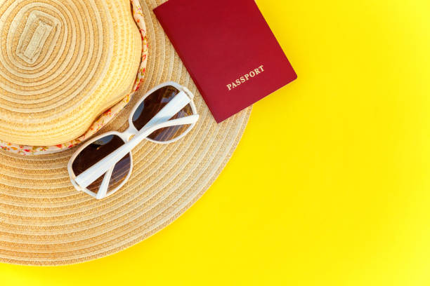 istock Concept of traveling on yellow background 1019626370