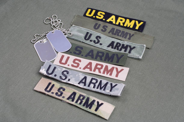 istock US military concept on olive green uniform background 1019629546