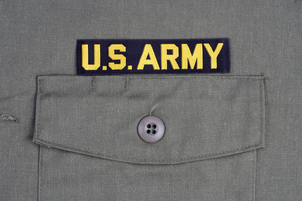 istock US ARMY Branch Of Service Tape on olive green uniform 1019629580