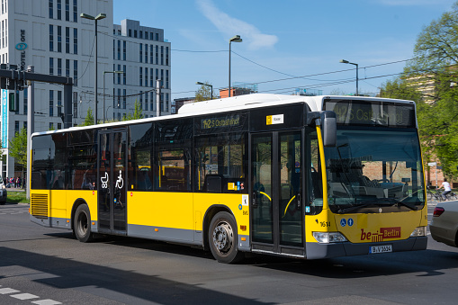 Berlin Germany - April 22. 2018: Public transportation city bus in city of Berlin