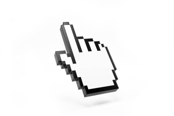 icono de cursor aislado en blanco - computer human hand computer mouse internet fotografías e imágenes de stock