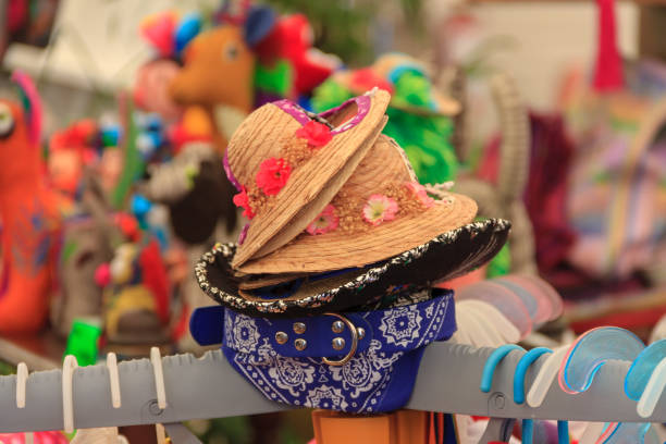 istock Woman's straw hats with beautiful colored flowers. busy background 1019648374