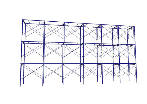 istock Scaffolding frame 3 floors Japanese standard type isolated on white background. Can be fill dimension or other safety standard by user. Use for construction content or scaffolding rental vendor. 1019653374