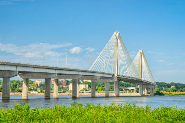 Clark Bridge over Mississippi River stock photo