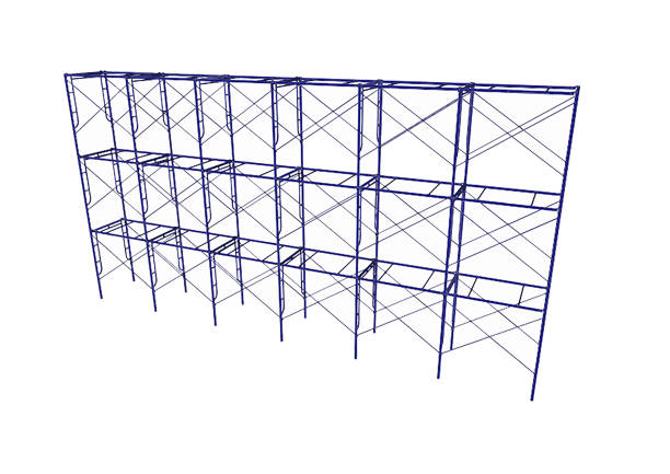istock Scaffolding frame 3 floors Japanese standard type isolated on white background. Can be fill dimension or other safety standard by user. Use for construction content or scaffolding rental vendor. 1019653572