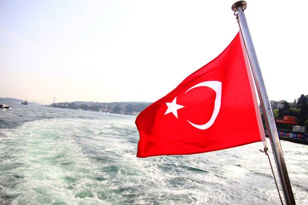 istock Turkey flag in istanbul Bosporus from a Ship 1019653942