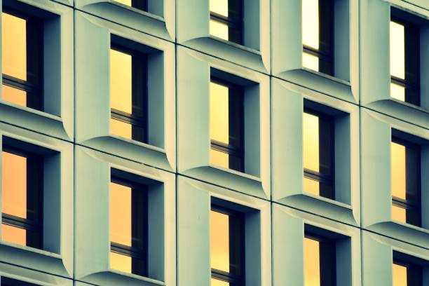 istock Abstract minimal style architecture background. Modern building facade detail. Retro colors stylization 1019656608