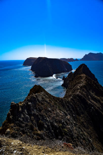 View of the spectacular Inspiration Point on Anacapa Island in the Channel Islands National Park in California Off the coast of Ventura, this National Park is a marine animal and nature preserve anacapa island stock pictures, royalty-free photos & images