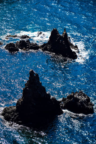 Rock formations and cliffs on Anacapa Island in the Channel Islands National Park in Southern California 14 miles off the coast of Ventura, California, the Channel Islands National Park is a marine wildlife and bird sanctuary anacapa island stock pictures, royalty-free photos & images