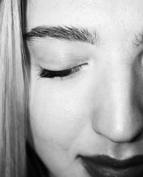 istock Beautiful face close up in black and white effect 1019669978