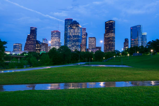 istock Panorama of Houston at night 1019673758