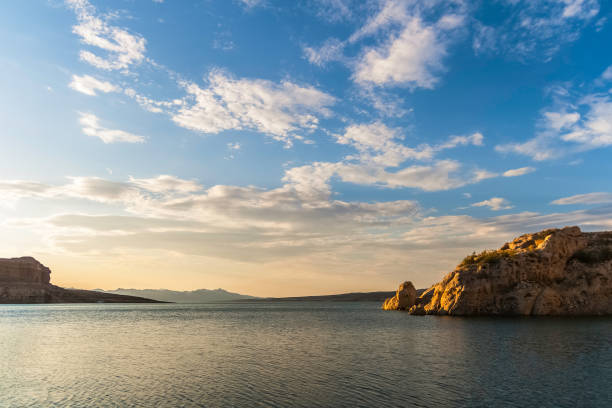 Sunset on the Lake Mead national recreation park, Nevada.