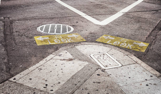 istock Warning stencil street sign on asphalt 1019673894