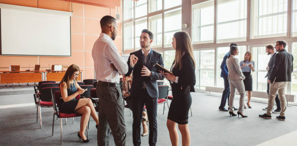 group of business people in the conference room - business conference meeting teamwork imagens e fotografias de stock