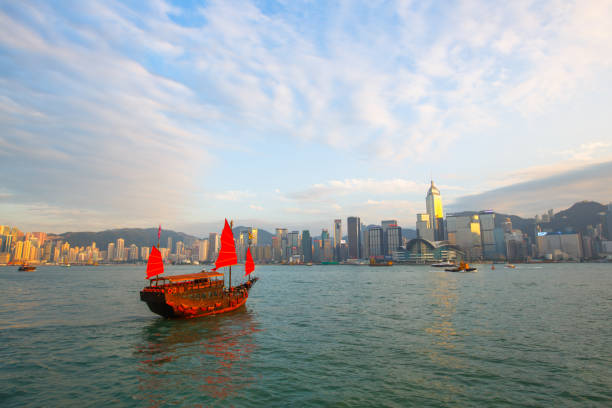 istock Classic sailboat in Hong Kong harbor 1019709574